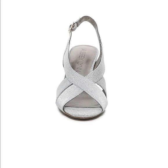 Aubrey Lynn CELICE SANDAL 7.5 Sling Back Sandals, Sparkly Silver - Picture 2 of 7